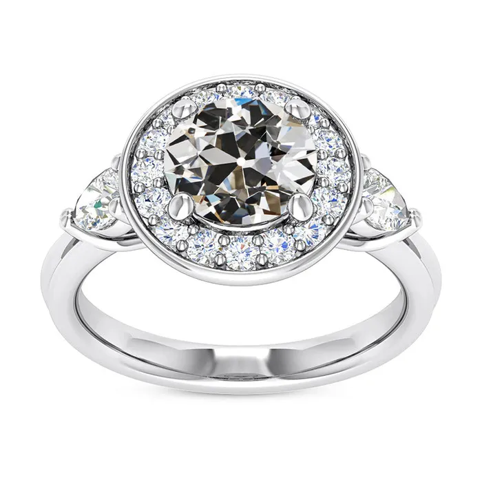 Rings Pear Round Old Cut Natural Earth Mined Diamond Halo Ring 3 Stone Style 650 Carats HarryChadEntcom Rings Pear Round Old Cut Natural Earth Mined Diamond Halo Ring 3 Stone Style 650 Carats HarryChadEntcom