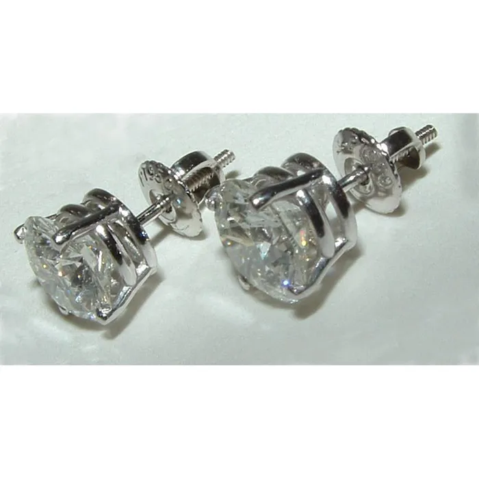 Round Brilliant Natural Earth Mined Diamond Stud Post Women Earrings 5 Carat GB Earrings