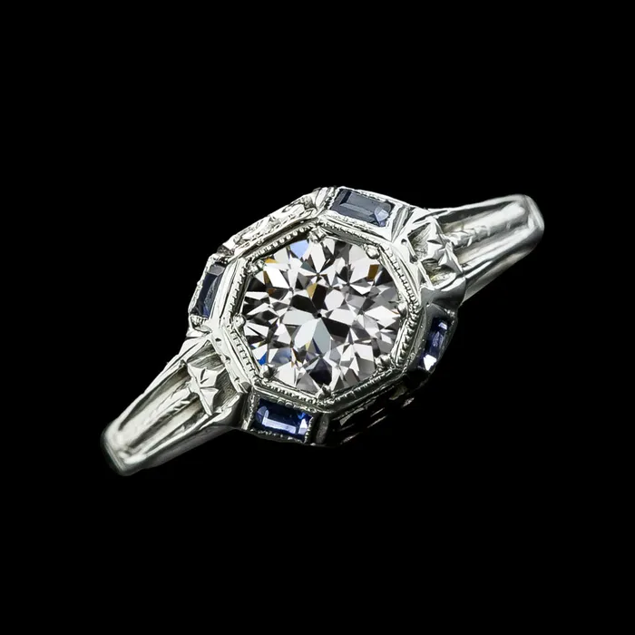 Round Old Mine Cut Natural Earth Mined Diamond Baguette Ceylon Sapphire Ring 275 Carats HarryChadEntcom Rings Round Old Mine Cut Natural Earth Mined Diamond Baguette Ceylon Sapphire Ring 275 Carats HarryChadEntcom Rings