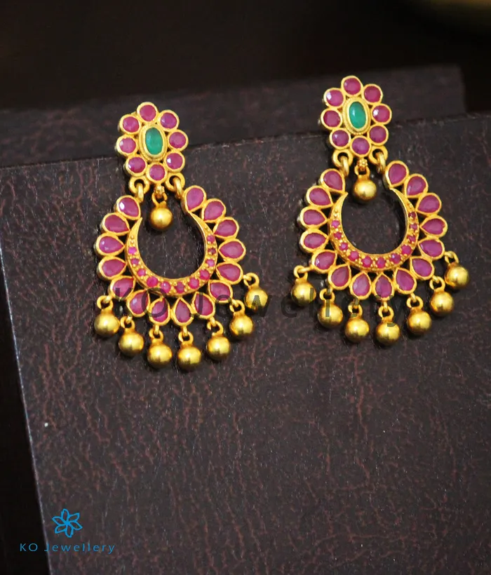 Silversmith Earrings The Padmavat Silver Chand Bali Earrings Red