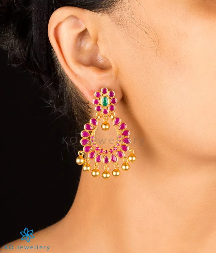 Silversmith Earrings The Padmavat Silver Chand Bali Earrings Red