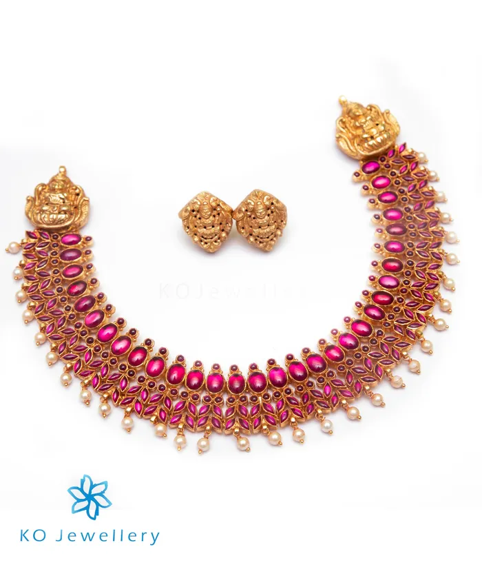 Silversmith Necklaces The Ahalya Silver Kempu Necklace