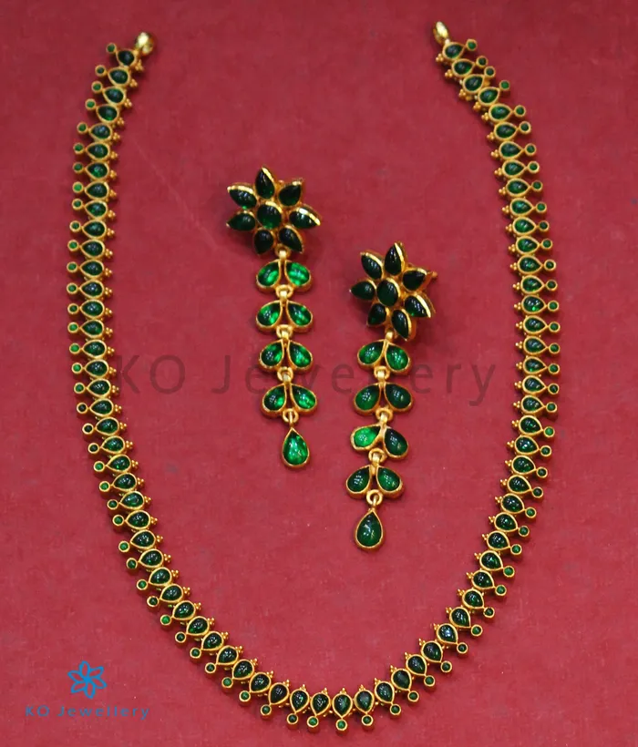 Silversmith Necklaces The Eka Silver Kempu Necklace Green