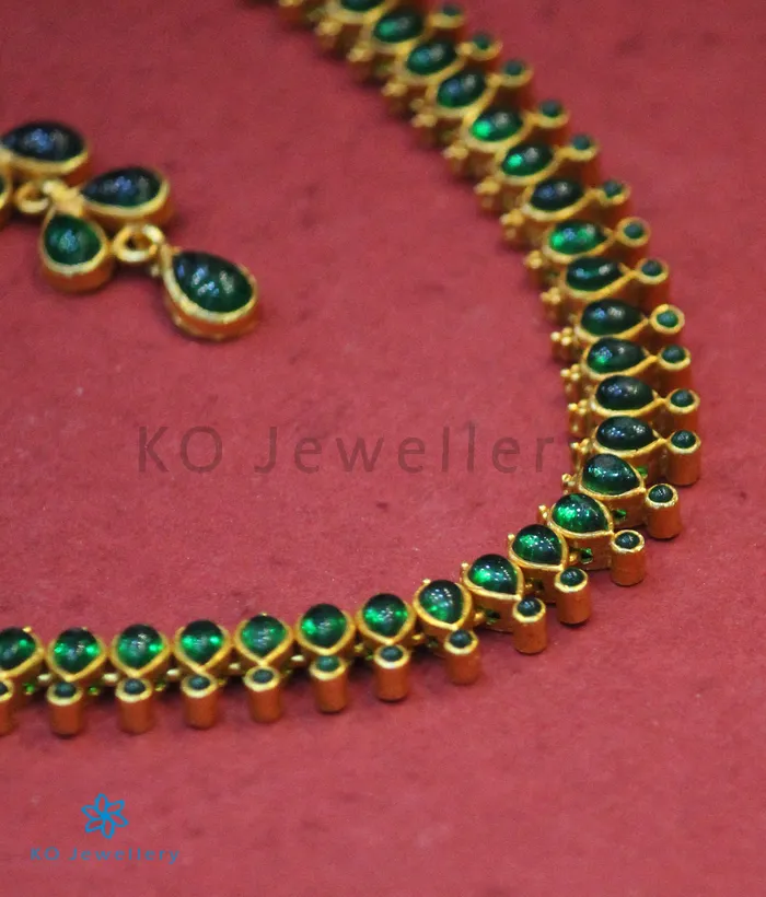 Silversmith Necklaces The Eka Silver Kempu Necklace Green