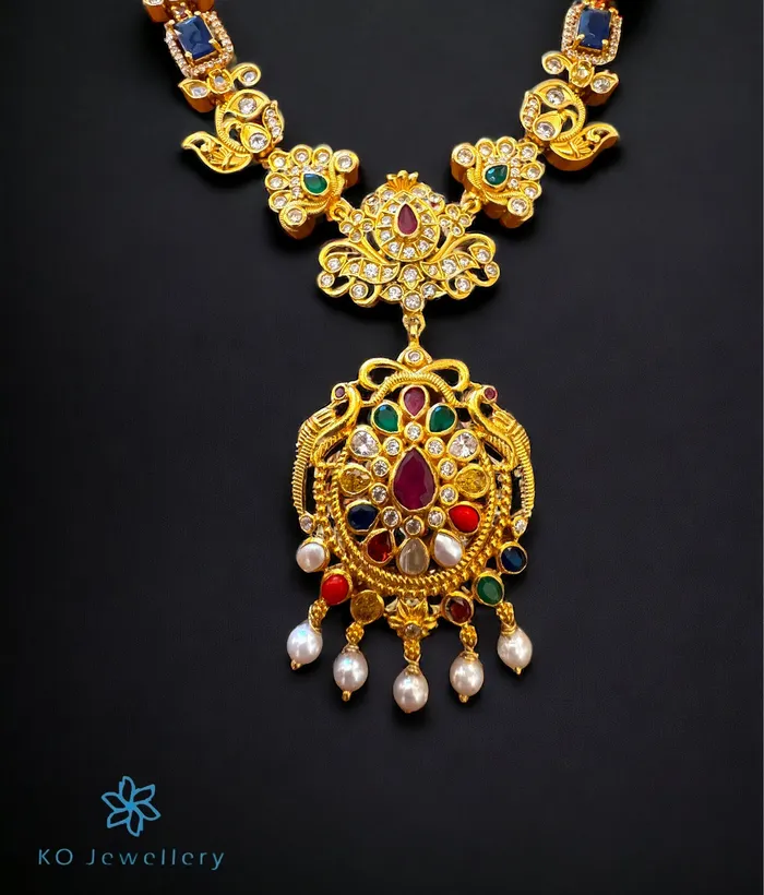 Silversmith Necklaces The Kaashya Silver Navratna Necklace