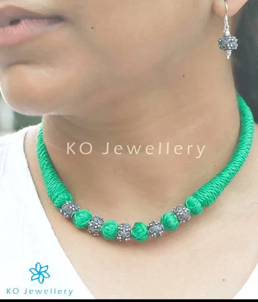 Silversmith Necklaces The Preshti Silver Necklace SetGreen