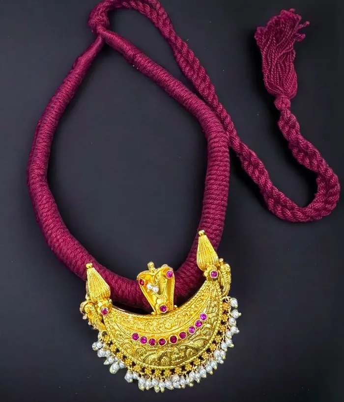 Silversmith Necklaces The Pushpita Kokkethathi Silver Kodava Thread Necklace Silversmith Necklaces The Pushpita Kokkethathi Silver Kodava Thread Necklace