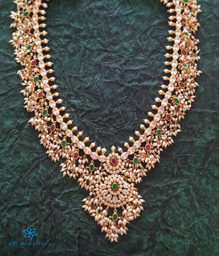 Silversmith Necklaces The Tarini Silver Guttapusalu NecklaceLong White