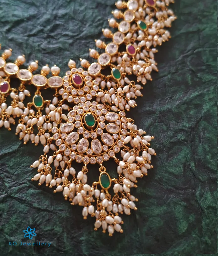 Silversmith Necklaces The Tarini Silver Guttapusalu NecklaceLong White