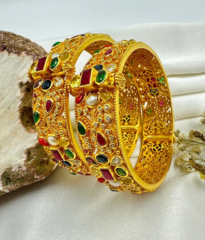 Silversmith The Samanvaya Silver Navratna Openable Kada BraceletSingle Size 222628 Bracelets Silversmith The Samanvaya Silver Navratna Openable Kada BraceletSingle Size 222628 Bracelets
