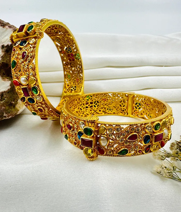 Silversmith The Samanvaya Silver Navratna Openable Kada BraceletSingle Size 222628 Bracelets