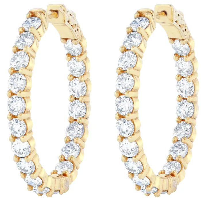Sparkling Real Natural Earth Mined Diamonds Hoop Earrings 468 Carats Out In Gold Yellow 14K GB Earrings Sparkling Real Natural Earth Mined Diamonds Hoop Earrings 468 Carats Out In Gold Yellow 14K GB Earrings