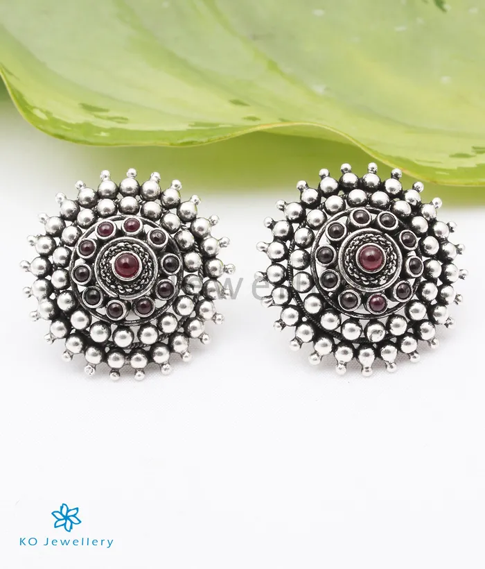 The Aditi Silver Earstuds Oxidised Silversmith Earrings