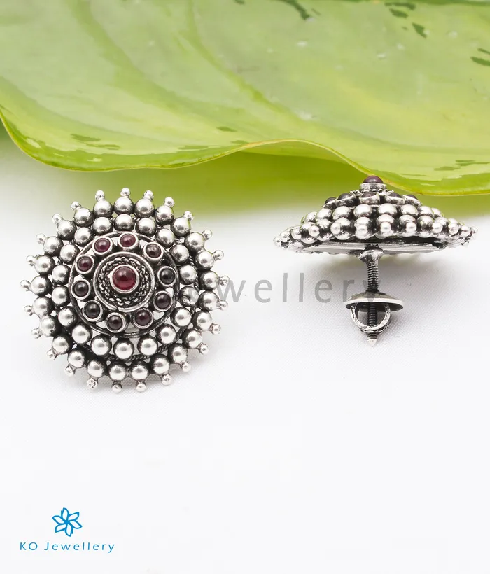The Aditi Silver Earstuds Oxidised Silversmith Earrings