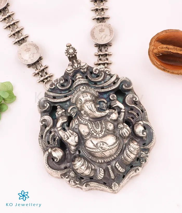 The Bhuvanpati Ganesha Silver Coin Nakkasi Necklace Silversmith Necklaces The Bhuvanpati Ganesha Silver Coin Nakkasi Necklace Silversmith Necklaces