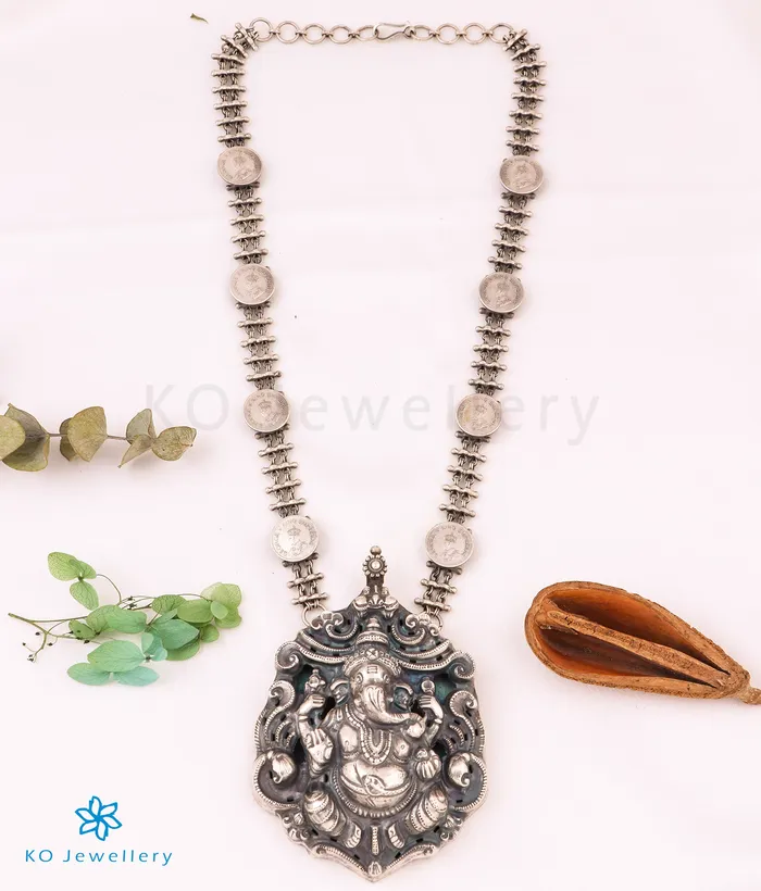 The Bhuvanpati Ganesha Silver Coin Nakkasi Necklace Silversmith Necklaces