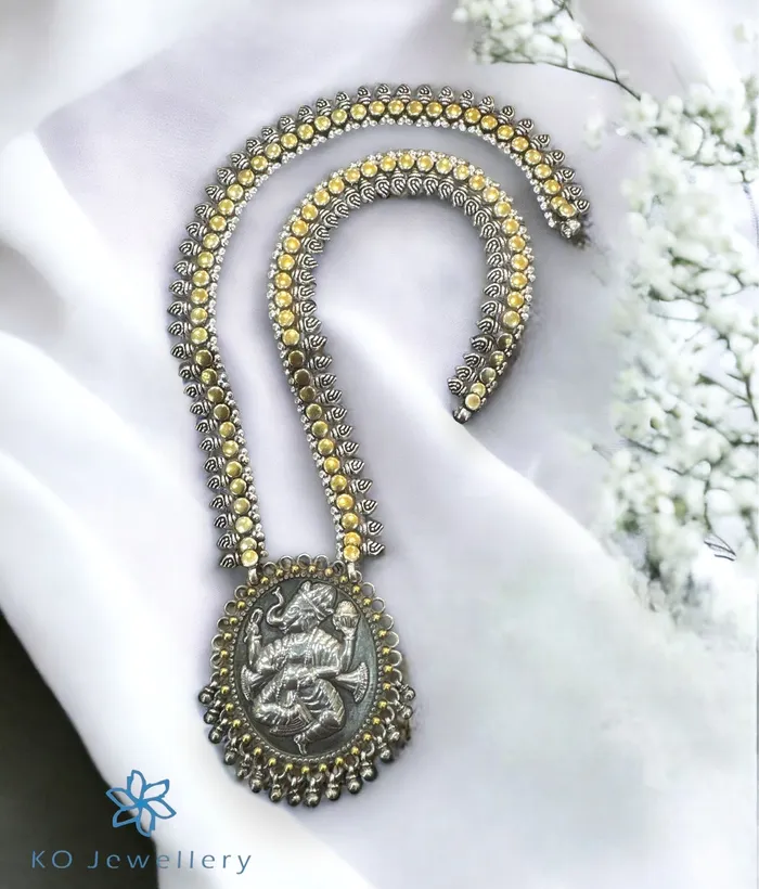 The Dancing Silver Antique Ganesha Necklace Jaipur Necklaces