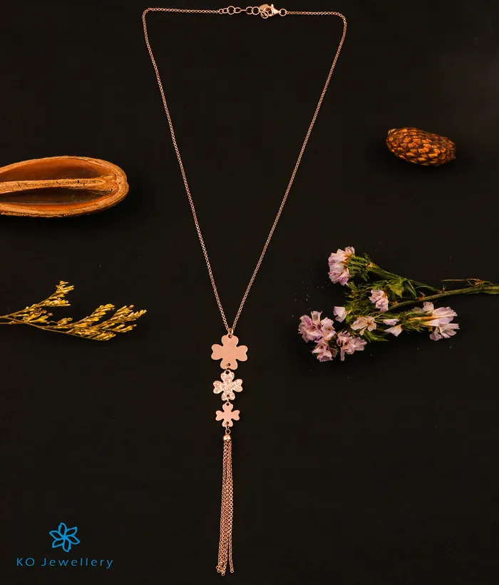 The Magical Flower Silver Rosegold Necklace Set Imported Necklaces