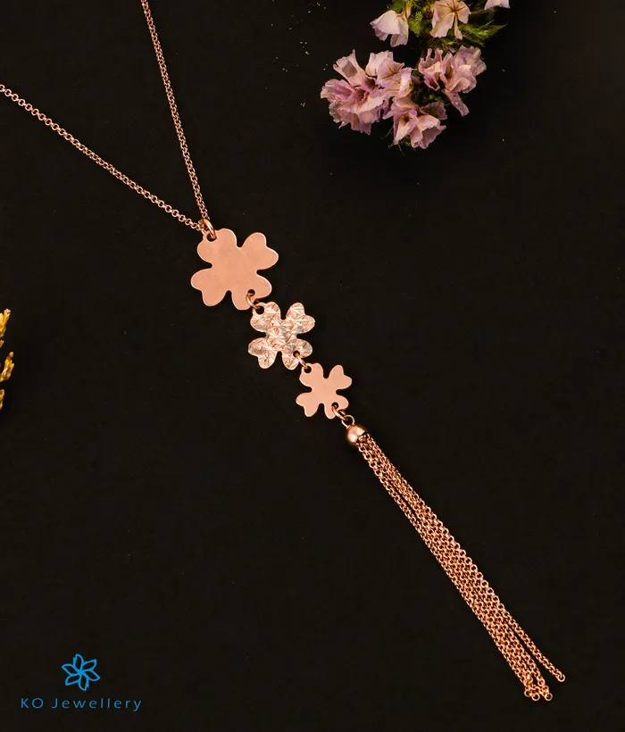 The Magical Flower Silver Rosegold Necklace Set Imported Necklaces