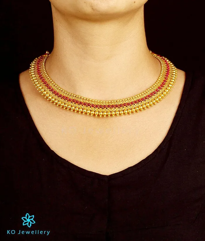 The Padmini Silver Kempu Necklace Silversmith Necklaces