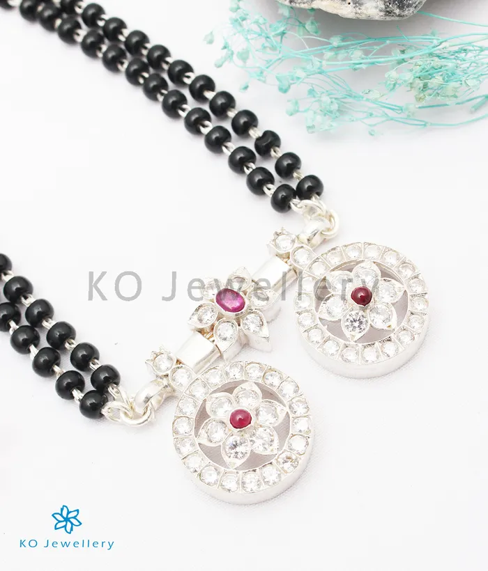 The Saptapadi Silver Mangalsutra Necklace RedBright Silver Silversmith Necklaces