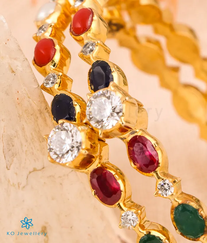 The Vaibhava Silver Solitaire Navaratna Bracelet Size 22242628 Silversmith Bracelets