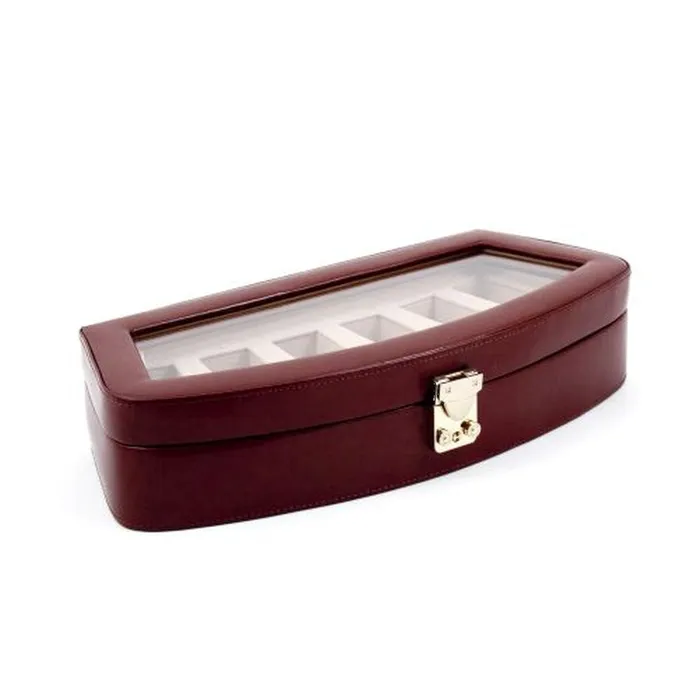 Watches Bey Berk Brown Leather 6 Watch Case With Glass Top Locking Clasp Watches Bey Berk Brown Leather 6 Watch Case With Glass Top Locking Clasp
