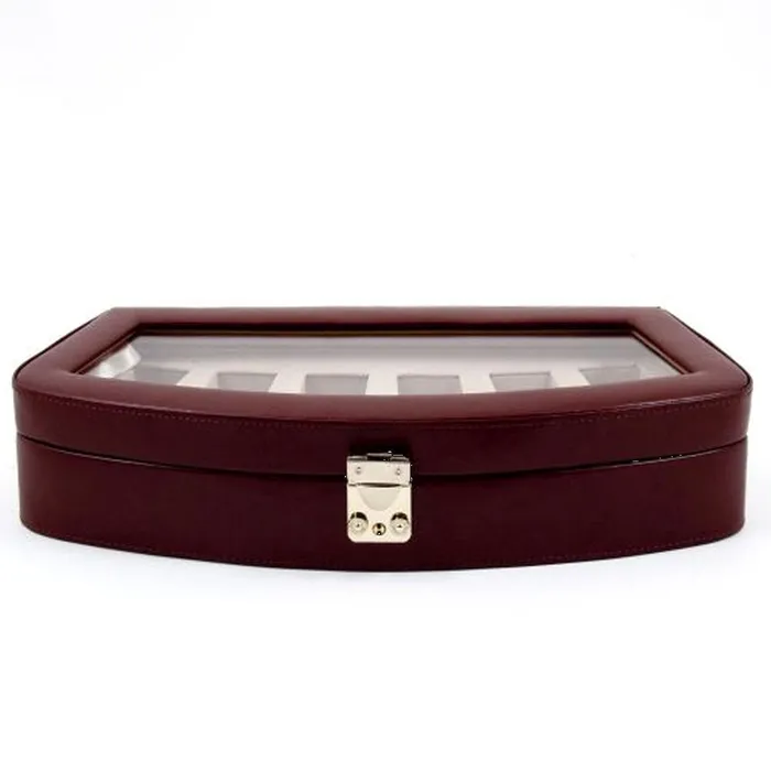 Watches Bey Berk Brown Leather 6 Watch Case With Glass Top Locking Clasp Watches Bey Berk Brown Leather 6 Watch Case With Glass Top Locking Clasp